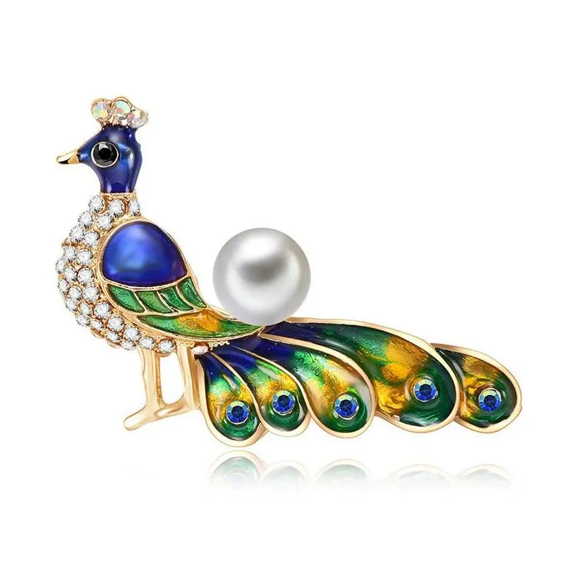 Pins Brooches Exquisite Peacock Zircon Animal Brooch Luxurious Rhinestone With High Quality Retro Ornaments Drop Delivery Jewelry Dhpw3