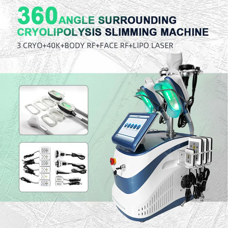 Nyaste multifunktion 360 Rotation Fat Burning Body Contouring Cryoterapy Machine Vakuum Fettsugning Koppningsterapi RF Acne Ta bort ansiktsmassagecenter