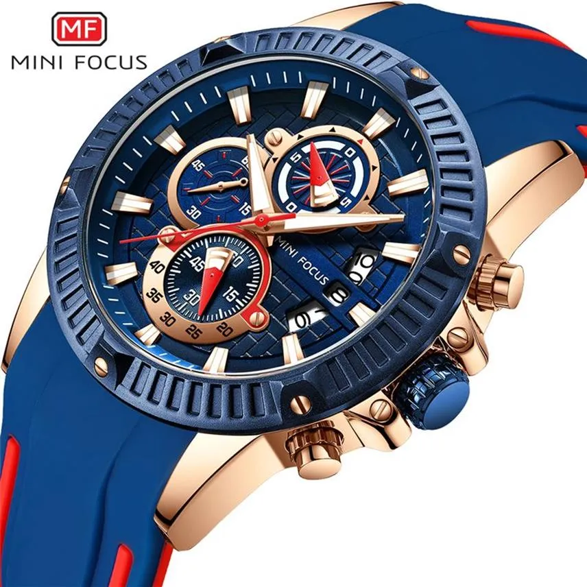 MINI FOCUS Мужские часы Лучший бренд Роскошные модные спортивные часы Мужские водонепроницаемые кварцевые Relogio Masculino Силиконовый ремешок Reloj Hombre C238y