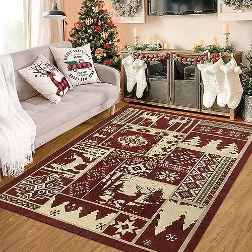 Non Slip Christmas Area Christmas Rugs 5x7 Inches For Bedroom