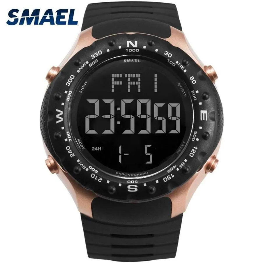 Mens Military Watches 50m Waterproof Relogio Smael Black Clocks Big Men Sport 1342 LED Digital Wrsit Watch Wristwatches197w