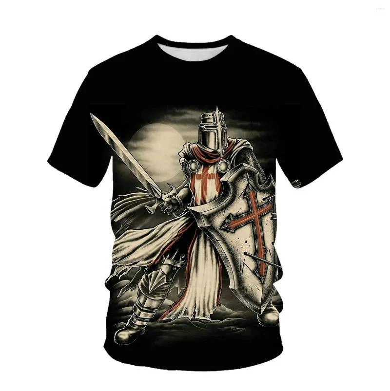 T-shirts pour hommes Vintage 3D imprimé motif chevalier haut de la mode cool rue personnalisé t-shirt été à manches courtes col rond lâche grand casua
