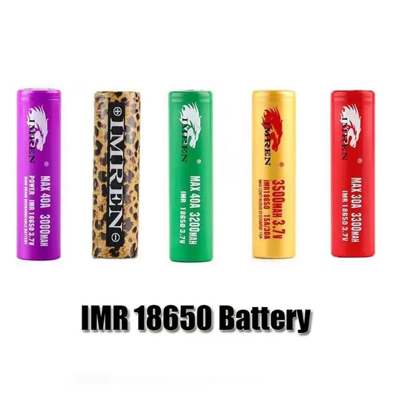 Piller% 100 kaliteli IMR Pil 3000mAh 3300mAh 3500mAH 3.7V 30A 50A Altın Yeşil Leopar Baskı Şarj edilebilir Kutu Mod Güç Lityum D DH24F