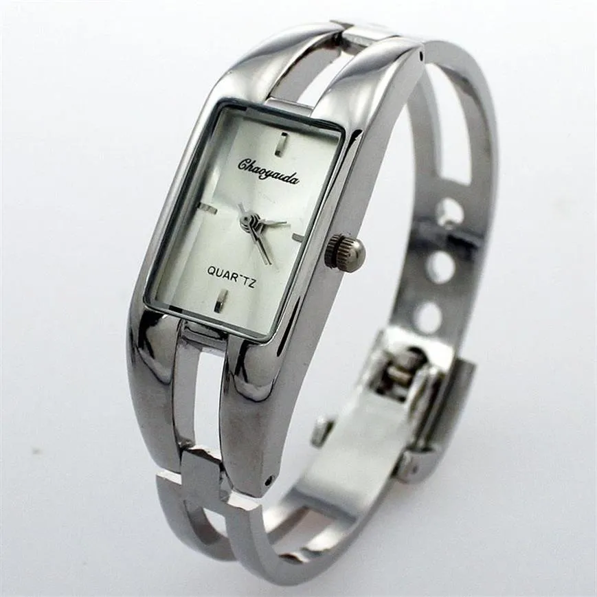 Relógios de pulso Bangele Relógios Mulheres Aço Inoxidável Dial Bangle Cuff Quartz Watch Pulseira Relógio de Pulso Montre Femme Relogio274t