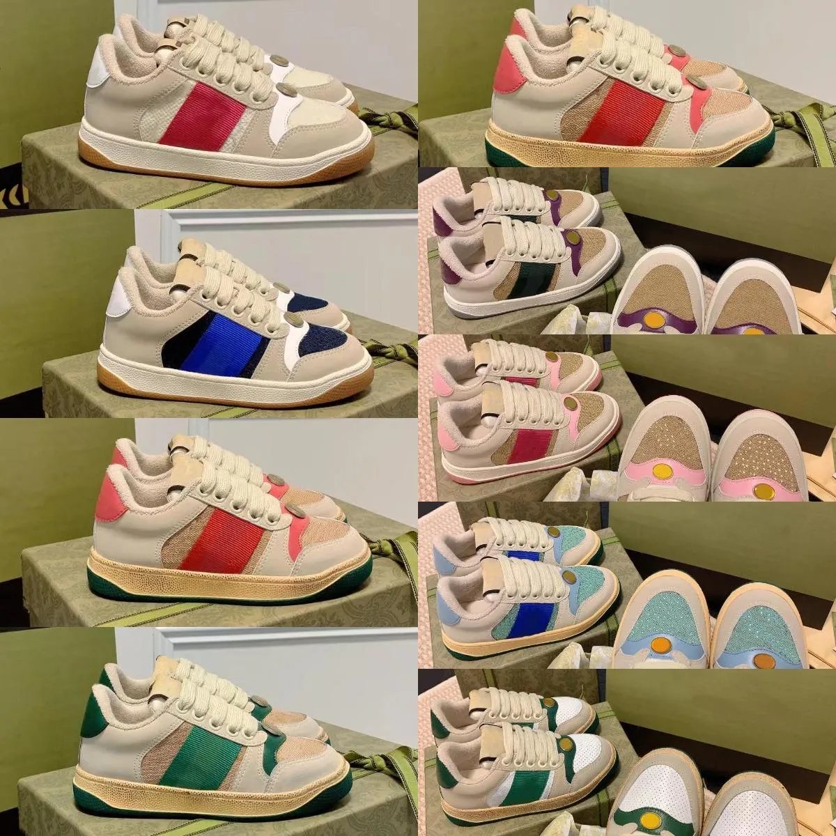 Kids Shoes Boys Girls Baby Designer Designer Drusom Dzieci mężczyźni brudne skórzane buty buty niebieskie czerwone paski w paski koronkowe płótno płótno vintage klasyczny biegacz