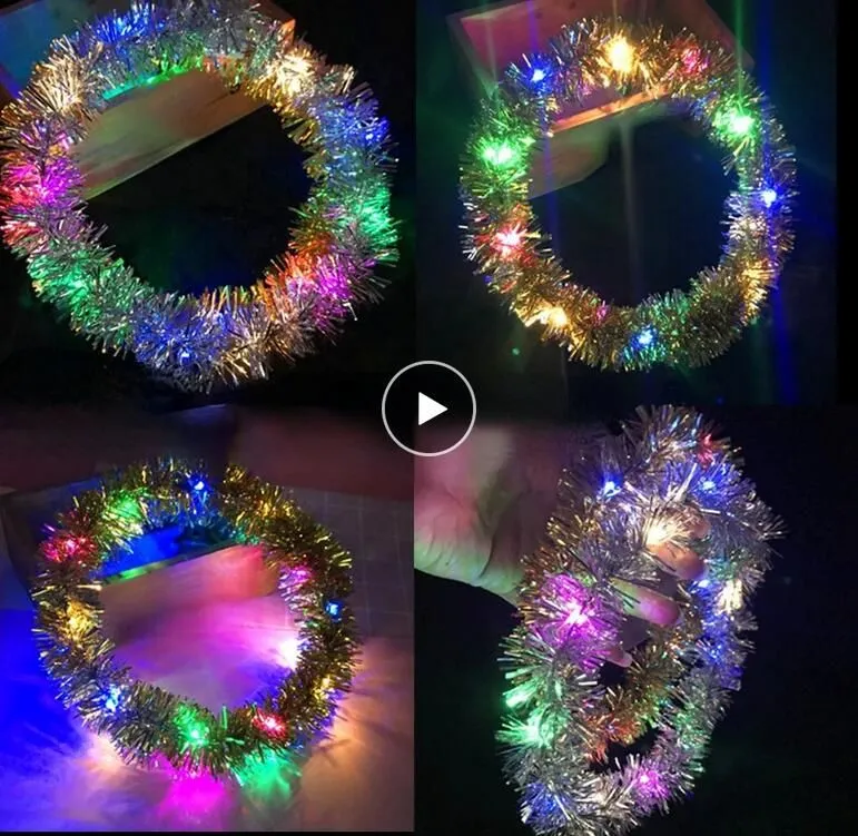 Christmas Kids Adult LED Light Up Crown Wreath Garland Luminous Headband Headpieces Glowing Wedding Hair Accessories