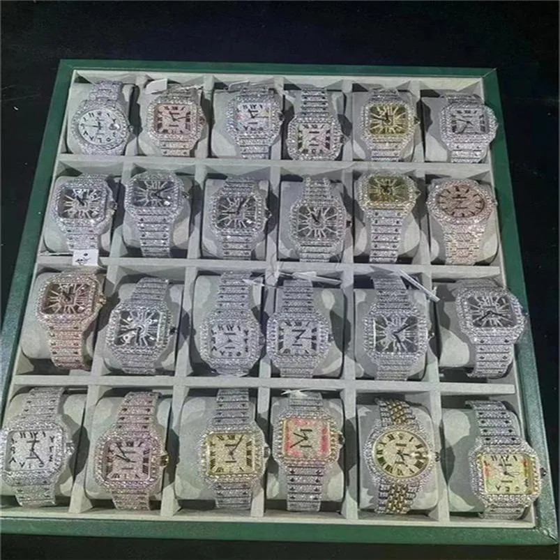 Luxury Mens Watches Moissanite Mosang Stone Diamond Watch Watch zegarki dla mężczyzn Top Montre de Luxe Zegarstka mechaniczna Automa2396