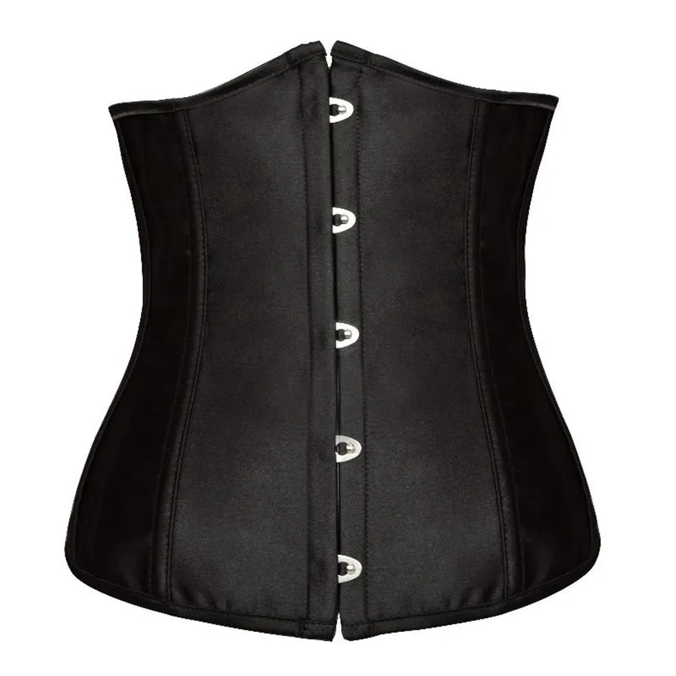 Goth Satin Black Corsets Sexiga underkläder Kvinnor Stål Midja Training Underbust Bustiers Plus Size Corselets Top 8192299U