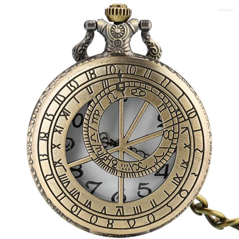 Montres de poche montre à Quartz Vintage avec boussole astronomique pendentif collier horloges à chaîne