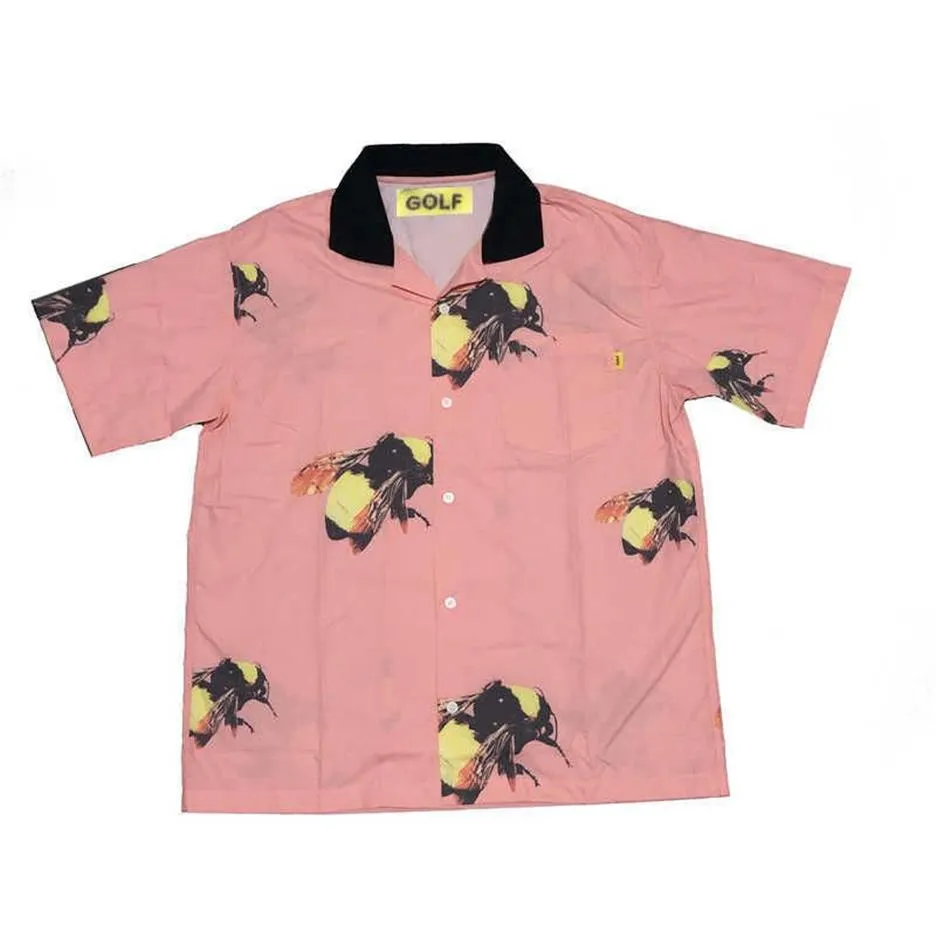 Hommes rose golf flamme Le Fleur Tyler Le créateur chemises en coton décontractées chemise de haute qualité poche manches courtes haut S 2XL # AB2 210809303l