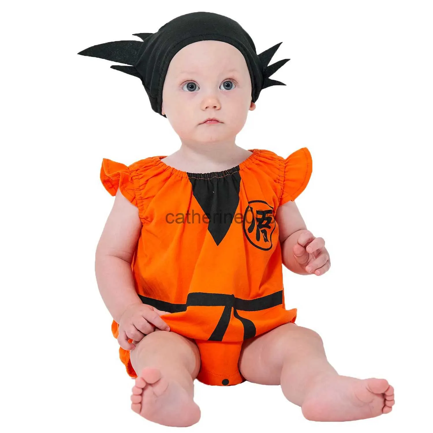 Speciella tillfällen Baby Boys Sun Wu Kong Goku Costume Cosplay Rompers Jumpsuit för spädbarns småbarn Short Summer Halloween Birthday Party Fancy Dress X1004