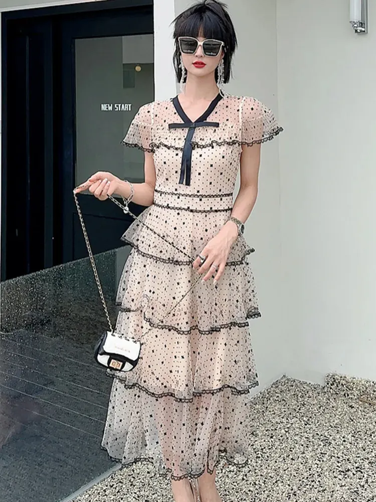 open lace back dress Pastel Patchwork Daisy Nightgown Dress L main image 0