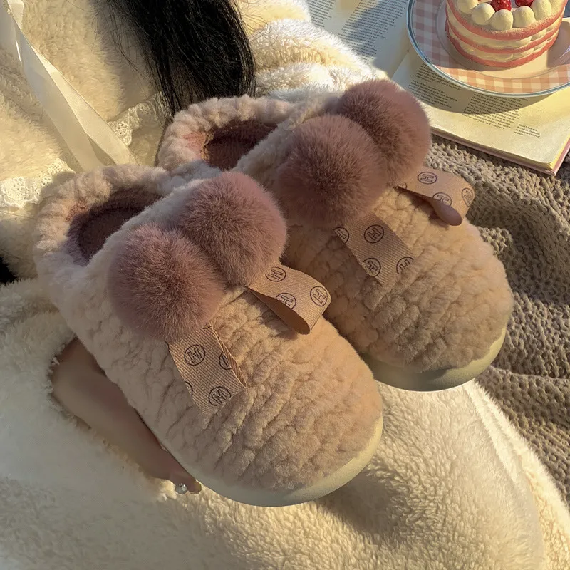 슬리퍼 헤어볼 레저 시간 여성 유지 따뜻한 비 슬립 팁 귀여운 부드러운 바닥 따뜻한 플러시 신발 슬리퍼