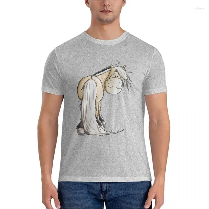 メンズポロスブランドメンコットンTシャツ面白いノルウェーフィヨルドホース - 馬ギフトリラックスしたフィットアニメボーイズTシャツ
