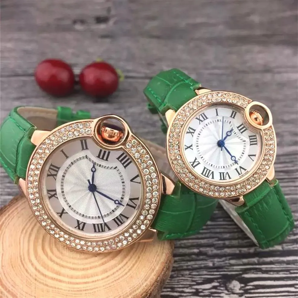 Hommes et femmes de luxe montres boîtier en or avec bracelet en cuir diamant mouvement à quartz montre habillée marque de mode montre de créateur gi290G