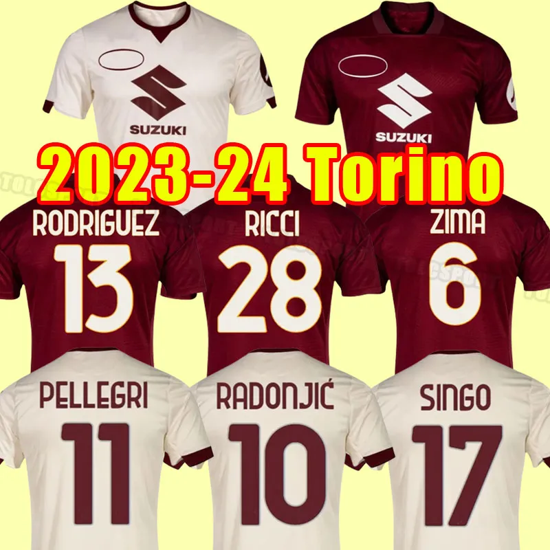 2023 2024 Torino Fußballtrikots Home 9 BELOTTI 11 ZAZA IZZO MEN