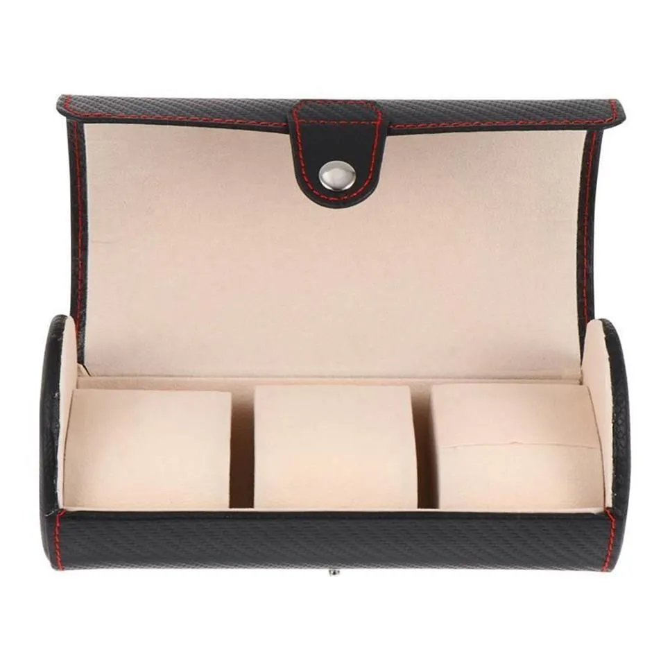 Watch Boxes & Cases Travel Organizer Portable 3 Slots Display Box Vintage Roll2551