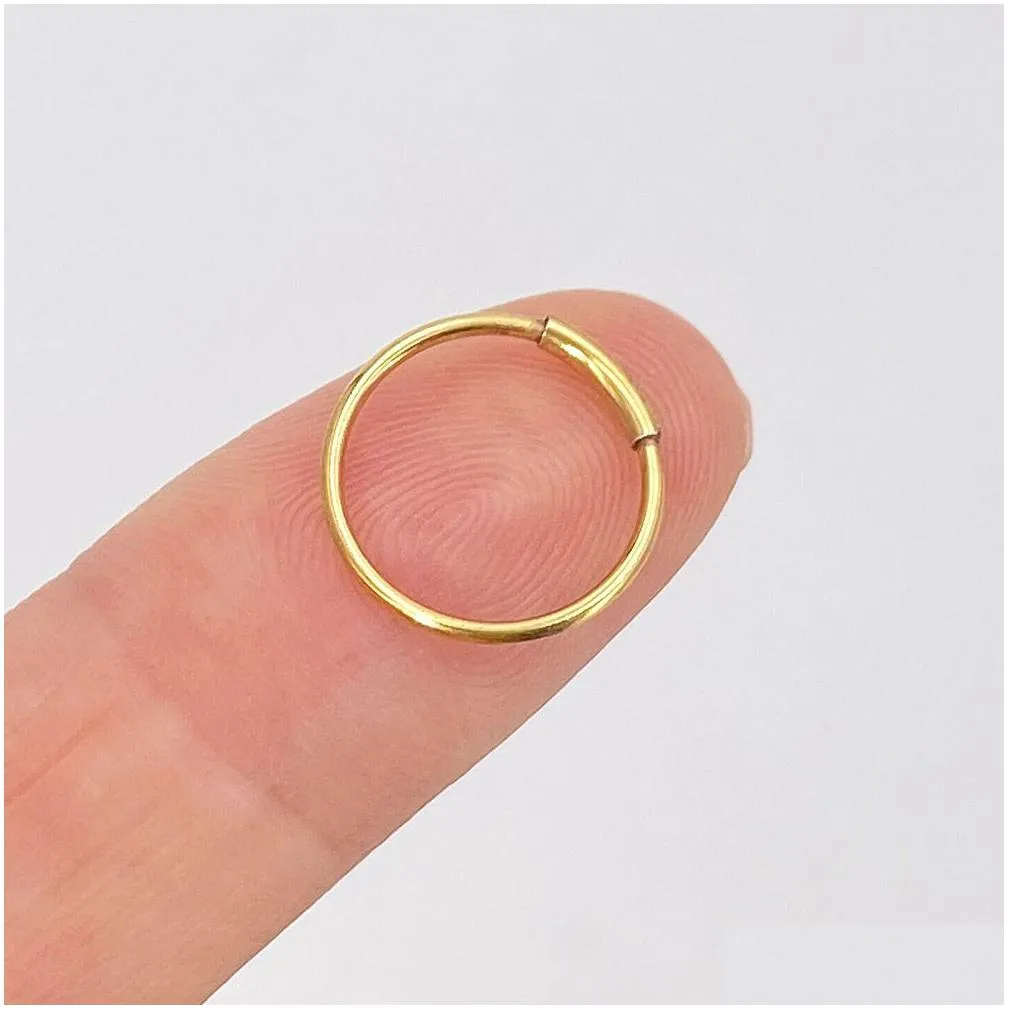 1 pc 8/10 / 12mm steel nose rings hoop cartilage septum piercing tragus ear clip hoop rings lip helix ear nose piercings jewelry clip