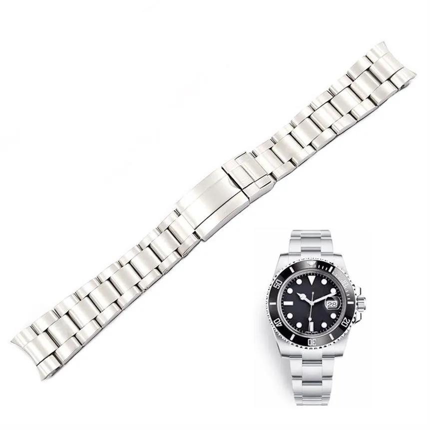 20 21mm argent entier moyen poli 316L solide en acier inoxydable bracelet de montre bracelet de ceinture Bracelets2443