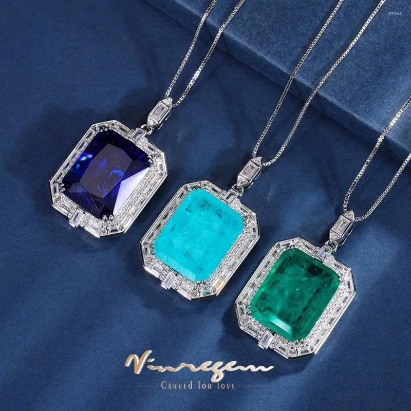 Hängen Vinregem 16 20mm Lab Created Emerald Sapphire Paraib Tourmaline Gemstone Vintage Pendant Halsband för kvinnor smycken grossist