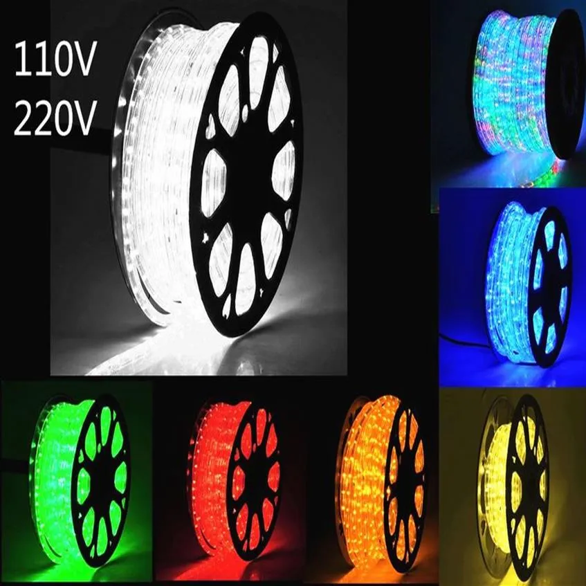 LED -remsor 100 m 2 tråd rund ledningsslampor kristall klar pvc rör IP65 vattenbeständig flexibel semester julfest dekorati243s