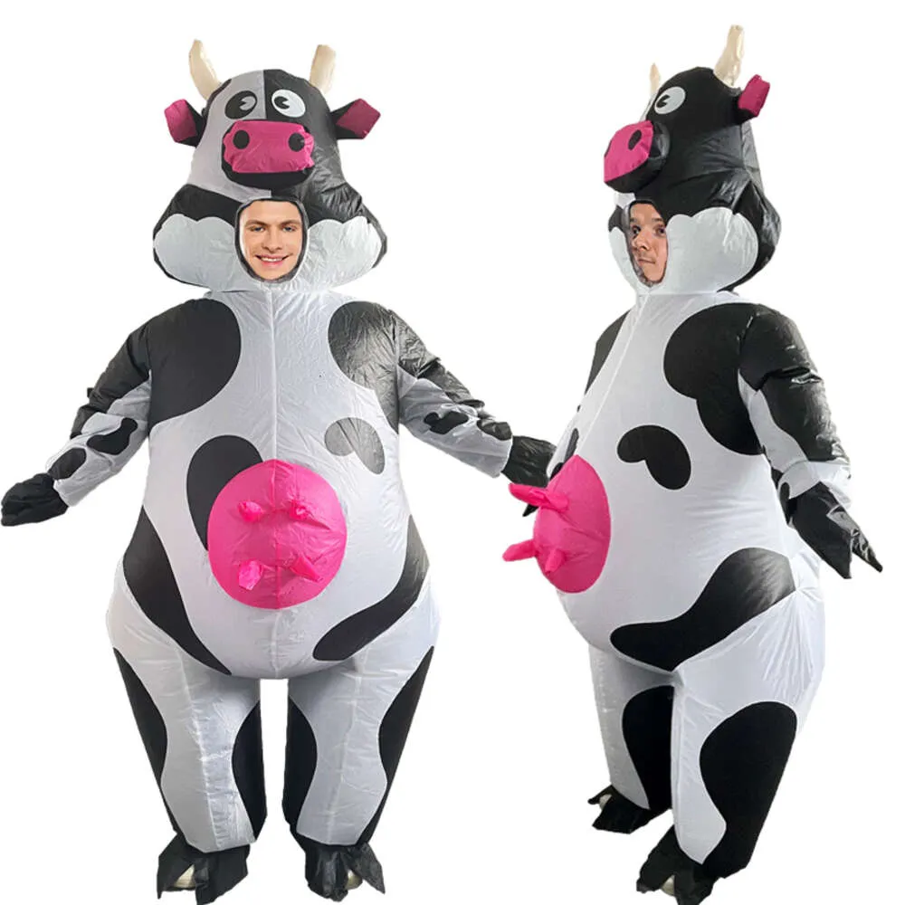 Maskottchenkostüme Crazy Cow Iatable Kostüm Halloween Karneval Maskerade Party Lustige Cartoon Geburtstagsfeier Hochzeit Maskottchen Requisiten