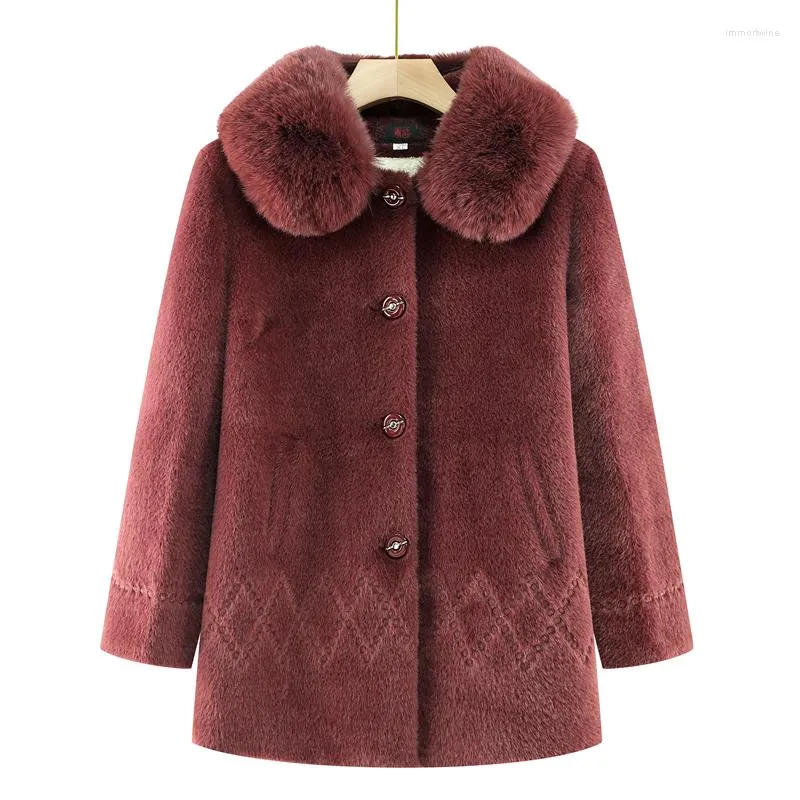 Women's Fur Mid-Length Imitation Mink Velvet Coat For Women Autumn And Winter Clothing Middle-Aged Mom Plus Jacket Outerwear