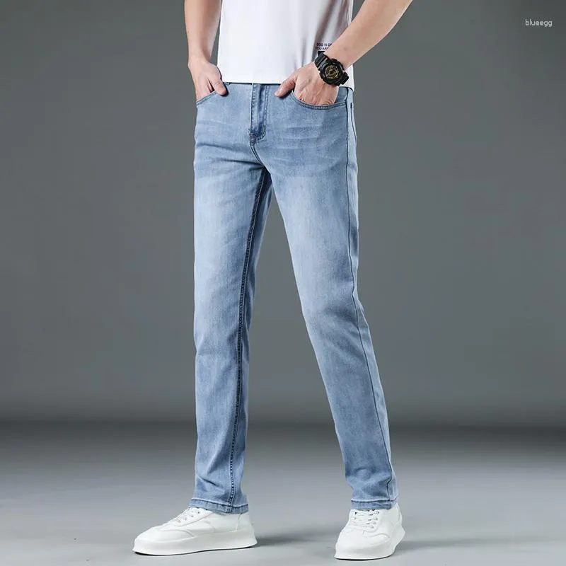 Classic Style Men's Gray Advanced Stretch Jeans Fashion Casual Regular Fit  Denim Black Blue Trousers Male Pants | Wish