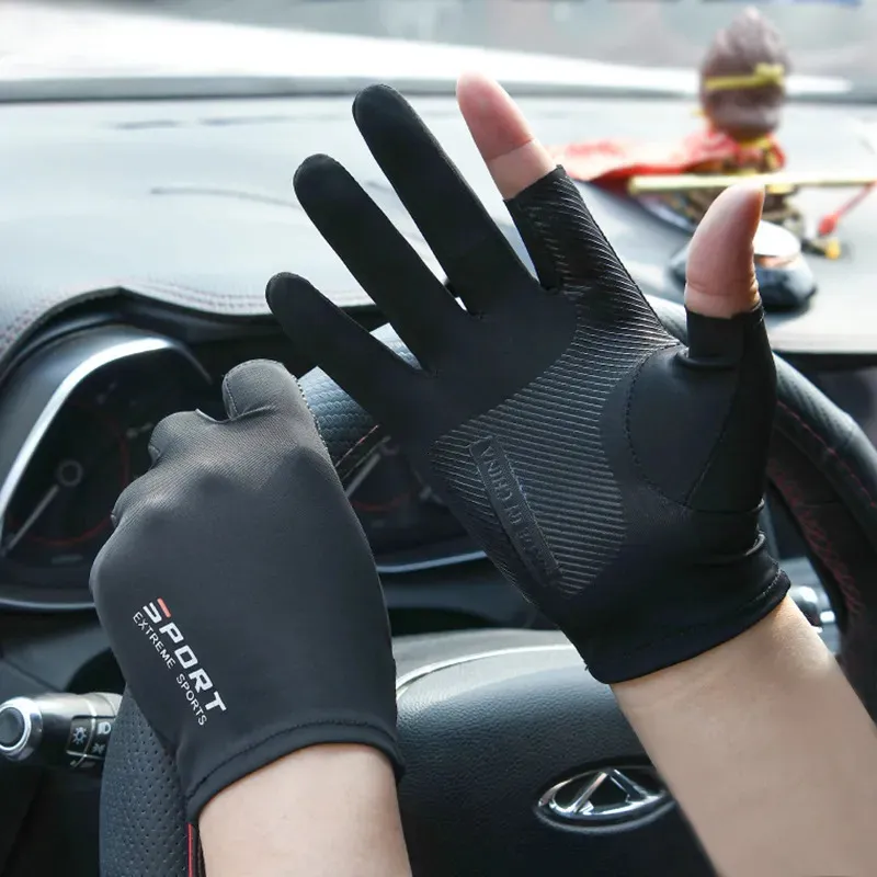 Cycling Gloves Ice Silk Half-finger for Men and Women Outdoor Sports Fitness Driving Fishing High-elastic Comfortable Sunscreen 231005