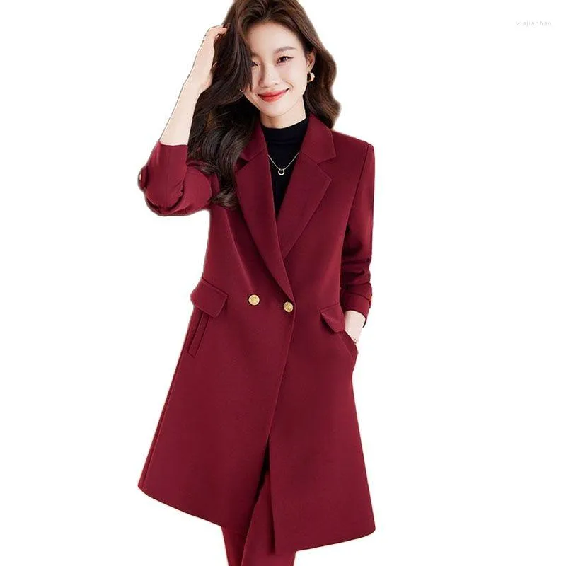 Ternos femininos outono inverno mulheres negócios trabalho blazer escritório senhoras sólido longo blazers feminino blusões jaqueta formal casaco outerwear