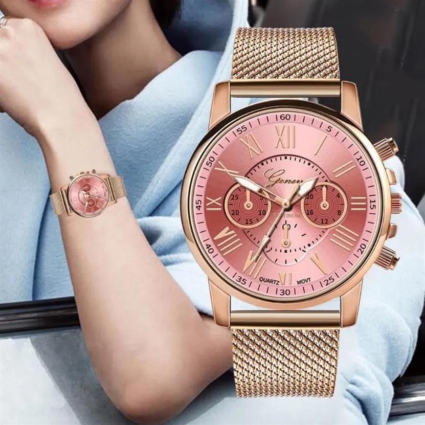 Orologi da donna Orologi da polso da donna in oro rosa con diamanti di lusso Orologio da polso da donna magnetico Orologio femminile Relogio Feminino255A