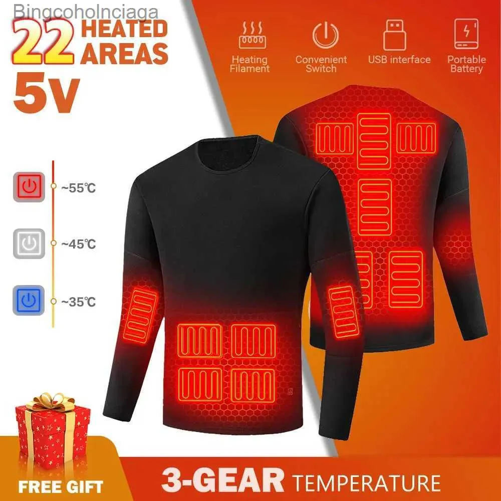 Mens Winter Heated Thermal Jacket And Vest Set, USB Electric