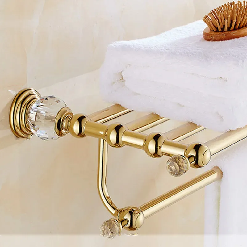 Towel Racks Gold/Chrome Towel Rack Wall-mounted Stainless Steel Towel Holder Morden Design Bathroom Accessories Bath Shelves 230927