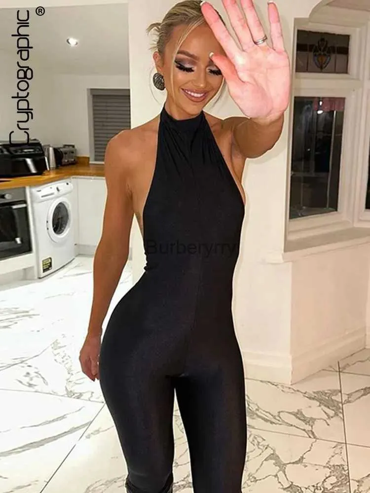 Kadın Tulumlar Salıncaklar Kriptografik Seksi Sırtsız Kolsuz Tulumlar Kadınlar Moda Kulübü Partisi Bodycon Tulum ve Tulum Tulumları Sliml23100