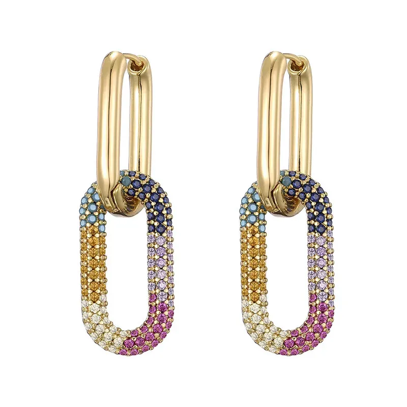 Stud LOVBEAFAS marque couleur or géométrique ovale rectangle boucles d'oreilles pour femmes Zircon bijoux de mariage élégant femme balancent boucles d'oreilles 231005