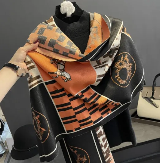 Wholesale Spring Scarf Women's All-Match Color Matching Horse Imitation Cashmere Outer Shawl Fashionable Warm Scarfs Dual-Purpose