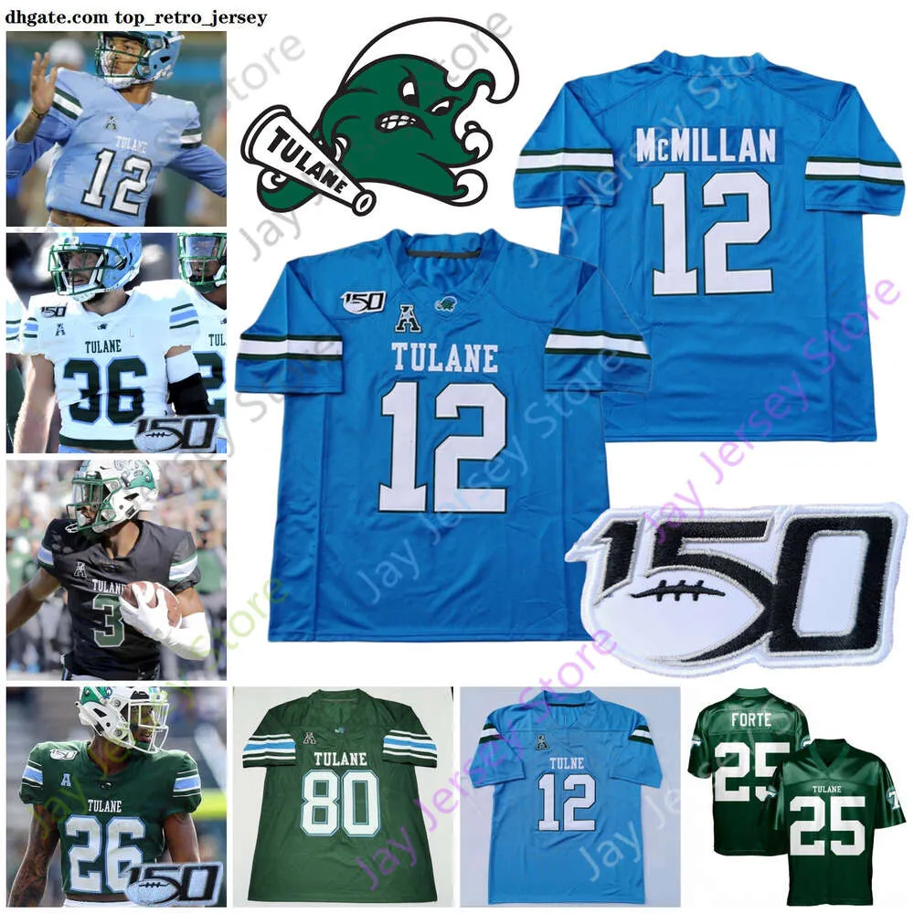 Custom Tulane Green Wave Football Jersey NCAA College Malik Lawal Amare Jones Cameron Carroll