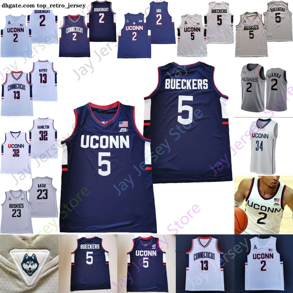 كونيتيكت UConn Huskies كرة السلة Jersey NCAA College Paige Buickers Tyler Polley Andre Jackson Adama Sanogo Jalen Gaffney R.J. كول تيريز مارتن أكوك