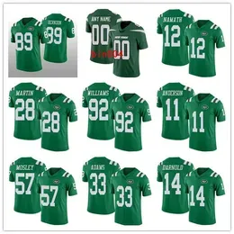 Football Jersey 12 Namath 11 Anderson 14 Darnold 33 Adams 57 Mosley 28 Martin ''Jets''MEN''''Women Youth Sam Darnold Green Rush