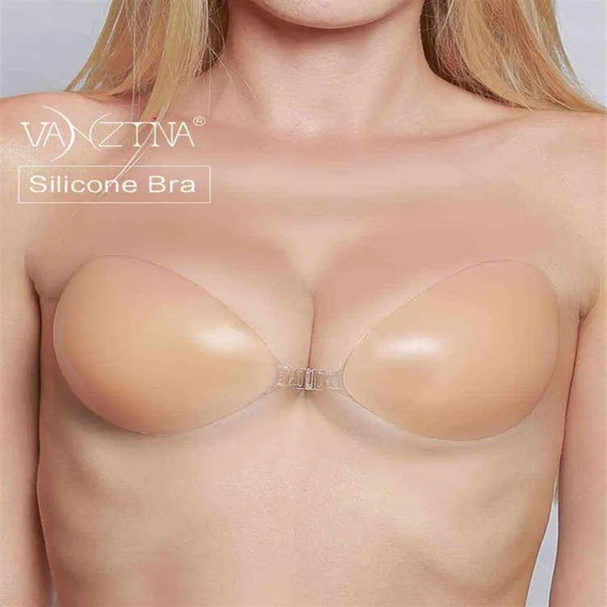 Vanztina Invisible Silicone BH Sexiga kvinnor Underkläder Push Up Self Adhesive Sticky Bralette Backless Adrapless Front Closure Bras 2194L