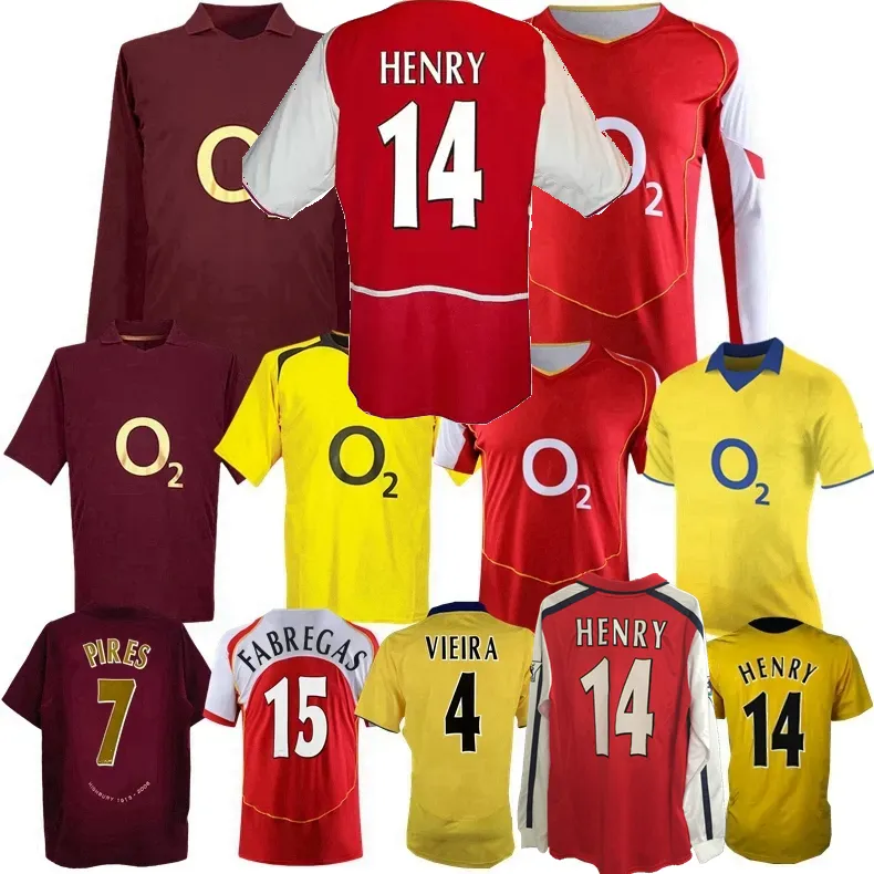 Arsenal Classic Retro Soccer Jersey Bergkamp, Pires, Cole
