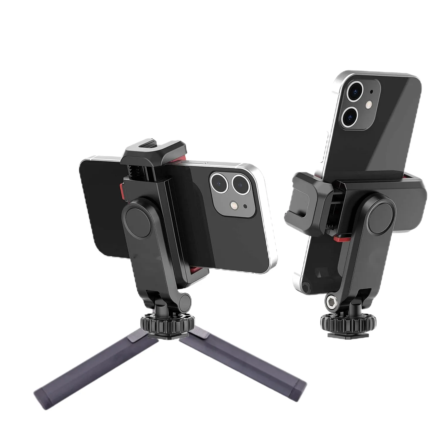 Braçadeira de suporte para telefone com sapata para câmera ST-06 Adaptador de montagem de tripé flexível 360 gira clipe ajustável Suporte de monopé para selfie stick para luzes de preenchimento de micro celular