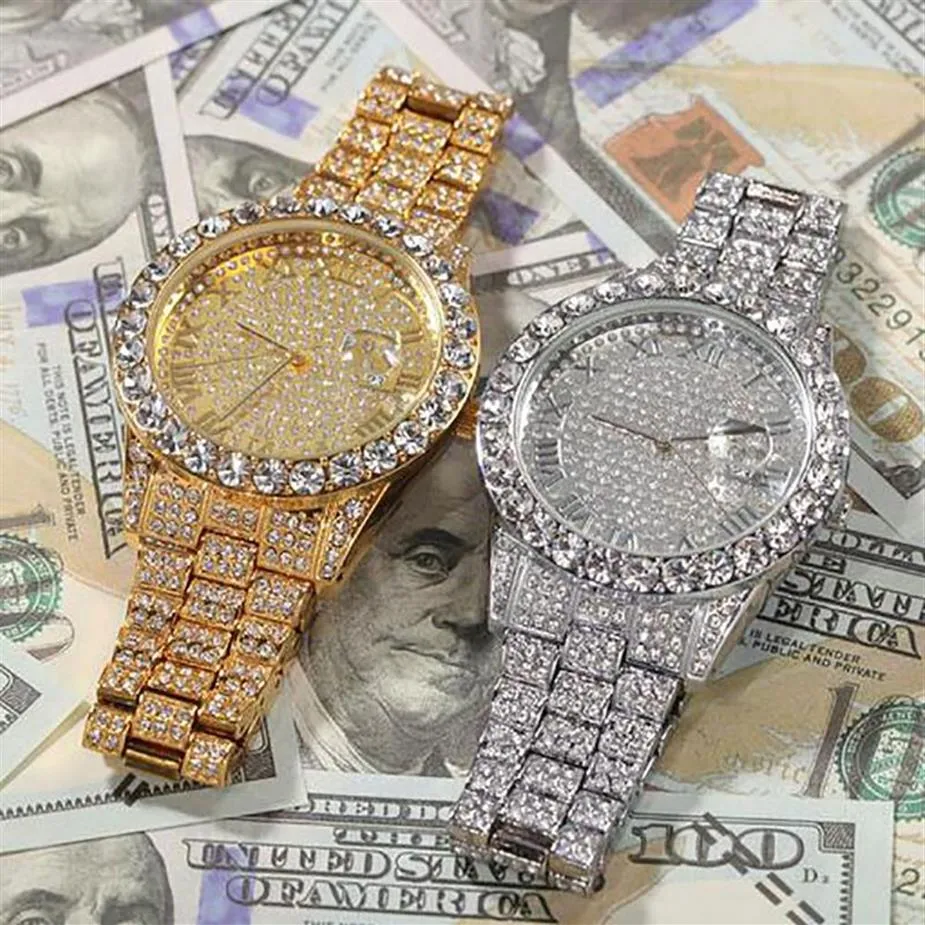 Kwaliteit diamanten horloge automatisch uurwerk waterdicht luxe horloge man 42 mm 316 roestvrij staal Iced Out Watch2758