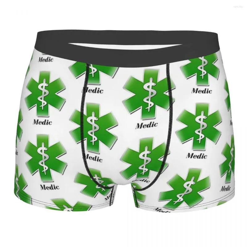 Calzoncillos estrella de la vida médico verde hombres boxeador calzoncillos altamente transpirables pantalones cortos de impresión de alta calidad regalos de cumpleaños