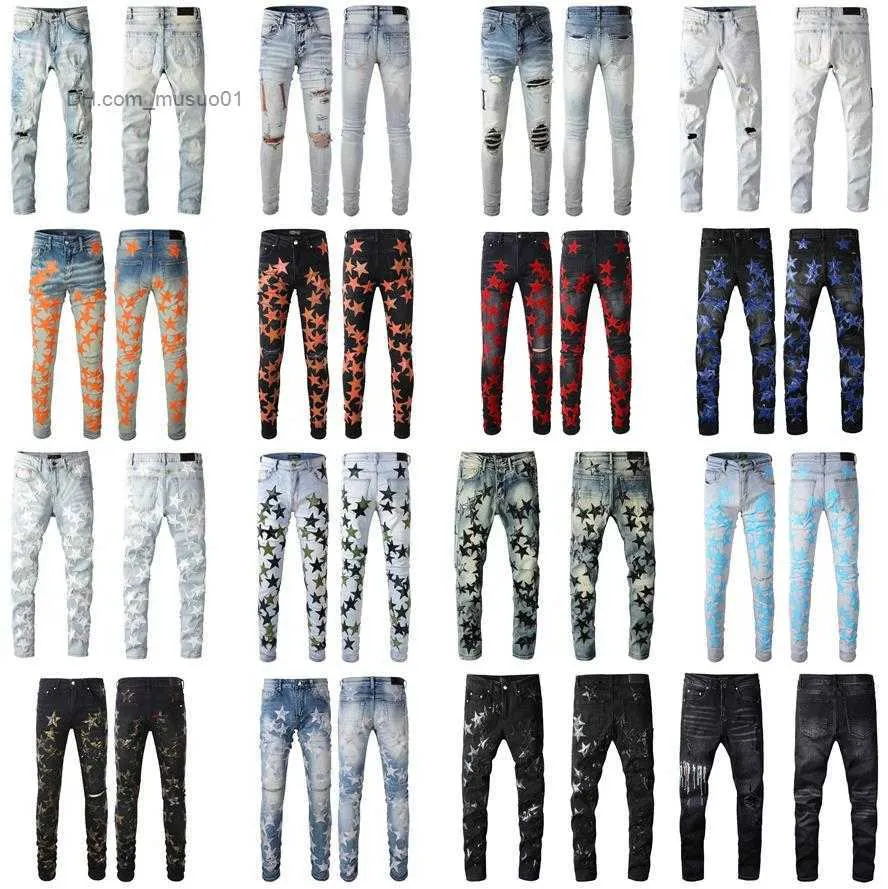 Designer Jeans High Quality Fashion Men's Jeans Cool Luxury Designer Jeans Ripped and torn motorcycle Black Blue Jeans Slim Fit Motorcycle el23105