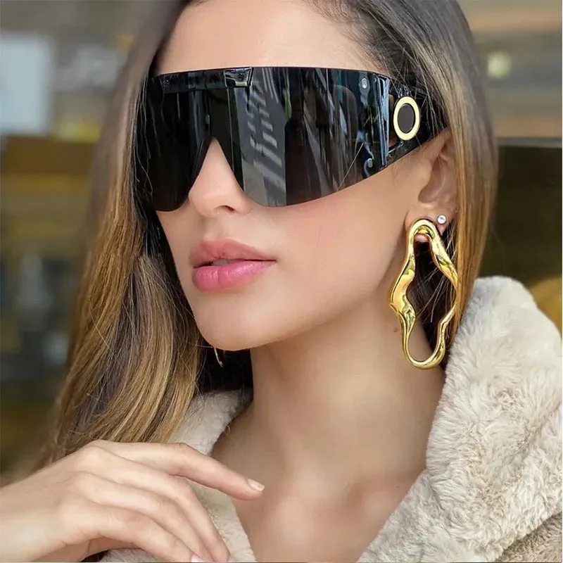 Zonnebrilmonturen Tnkoo Oversized Luxe Goggle Mannen Vrouwen Fashion Shades UV400 Vintage Bril 231005