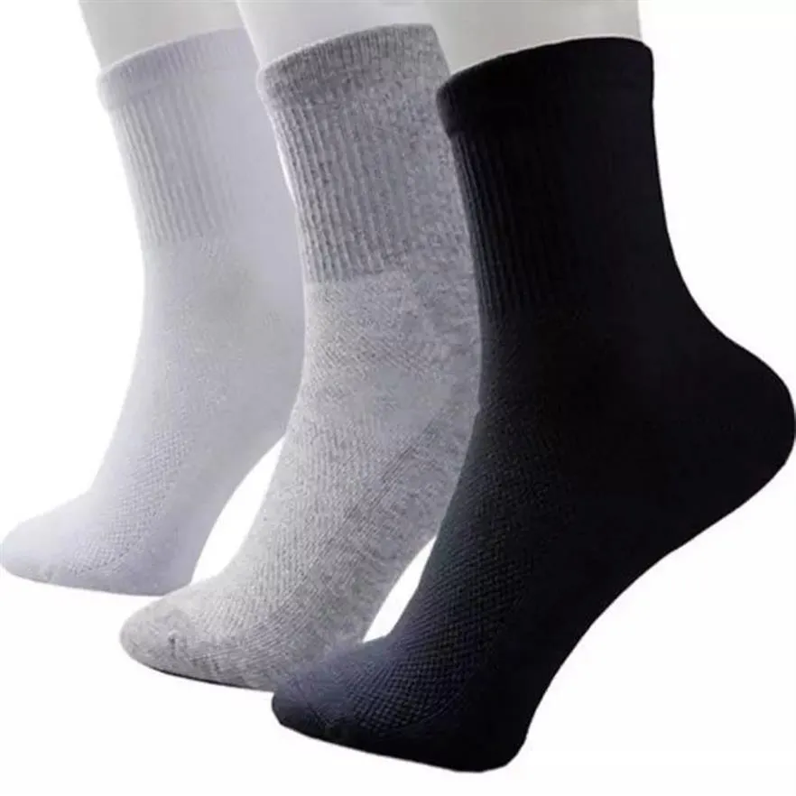 Mode été hommes basket-ball coton Sport chaussettes noir blanc gris haute qualité solide respirant course chaussette 10 paires lot262e