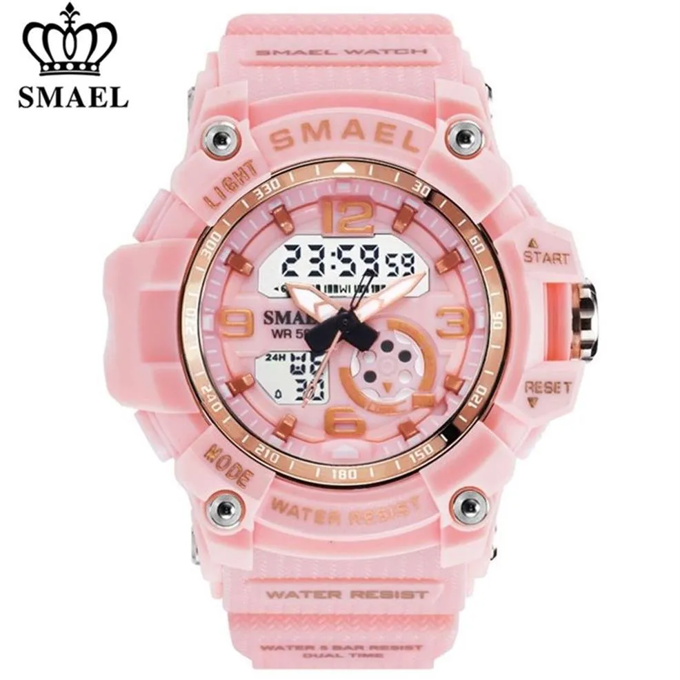 Smael Women Sport Digital Watch Electronic QuartzデュアルコアディスプレイLED防水時計カジュアル学生腕時計女の子時計20245N