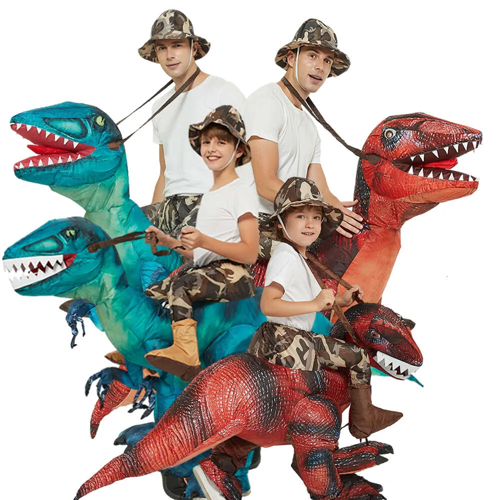 Trajes da mascote adulto crianças equitação velociraptor dinossauro iatable traje festa de aniversário palco passarela halloween carnaval presente do feriado