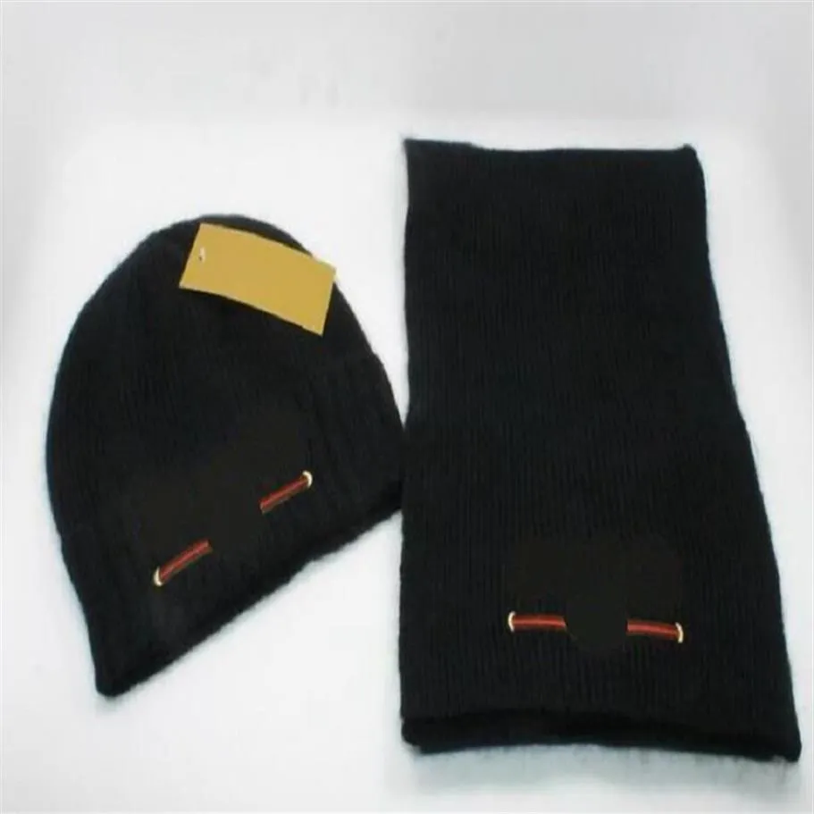 Chapeaux foulards sets hommes femmes lettre d'hiver automne broderie écharpe chapeau en deux pièces de mode ski tricot caps284v